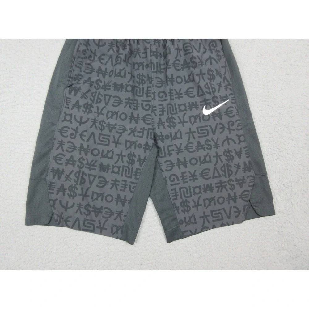Nike KD NIKESHIELD Shorts Boys Large Gray Money Print 11 Inseam Basketball